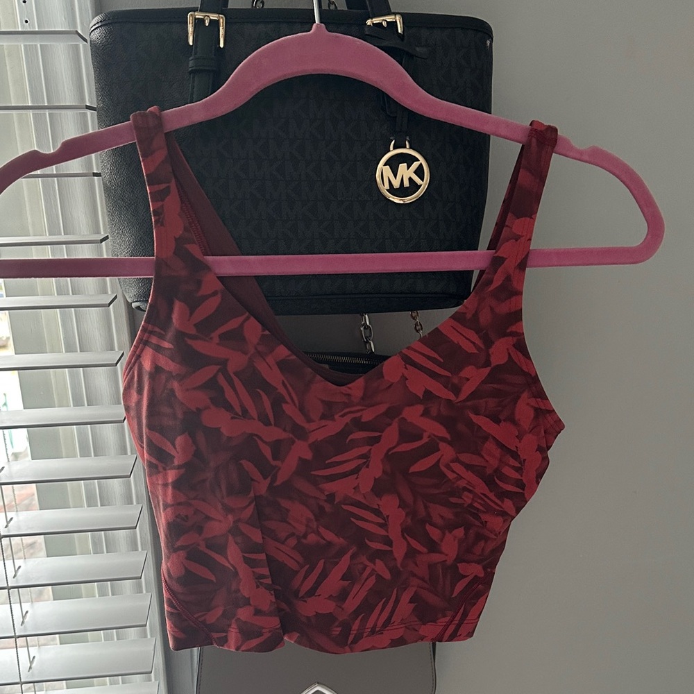 Lululemon Athletica Burgundy Patterned Crop Top